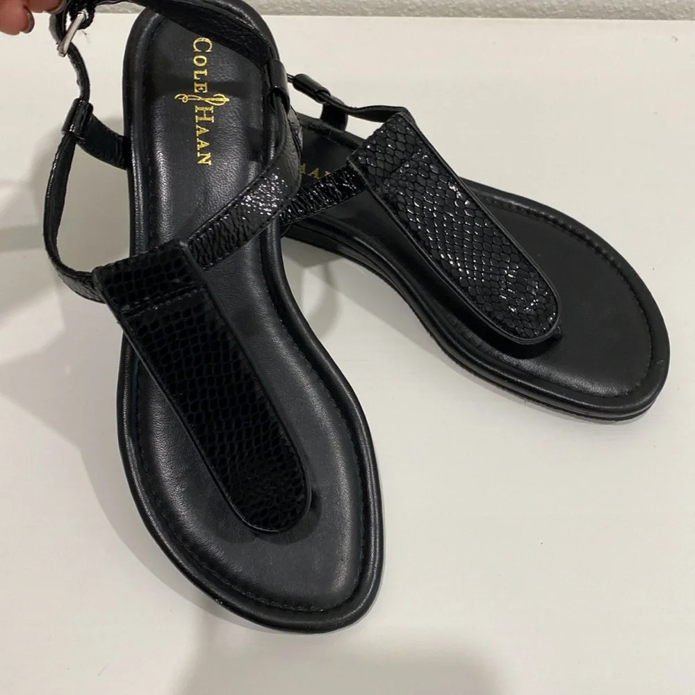 EUC Cole HAAN Black Leather Sandals | Size 5 - Picture 3 of 7